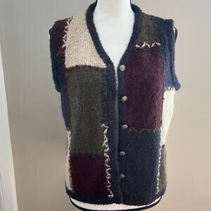 Christopher Banks Sweater Vest Hand Embroidered Stitching Mohair/Acrylic-Medium